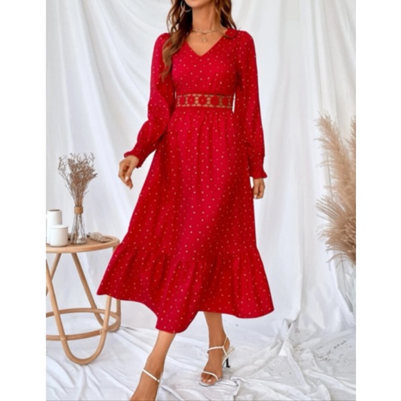 Polka dot lace  insert maxi dress - Picture 4 of 6